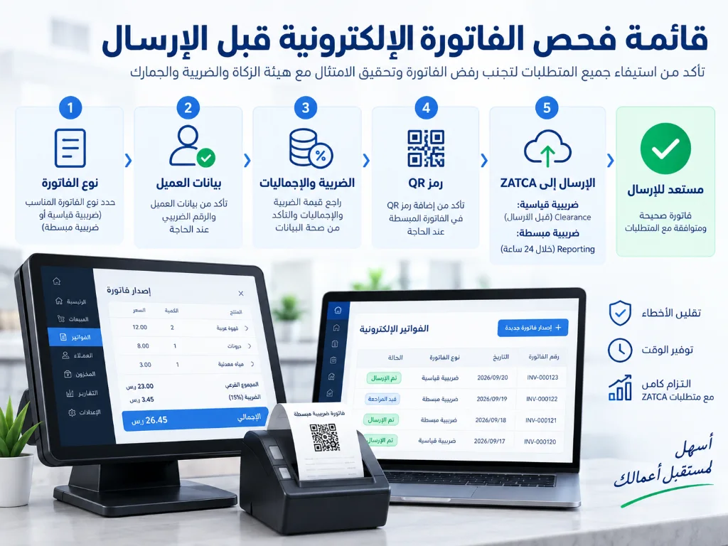 قائمة فحص لتجنب أخطاء الفاتورة الإلكترونية قبل إصدار الفاتورة